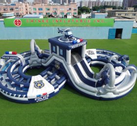 CR2-994 Percorso a ostacoli gonfiabile gigante a tema stazione di polizia corsa impegnativa