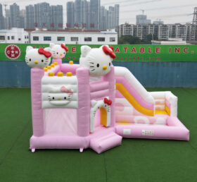 T2-8799 Castello Gonfiabile a Tema Hello Kitty con Scivolo e Piscina