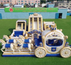 GF3-758 Playground Gonfiabile a Tema Carrozza con Cavalli