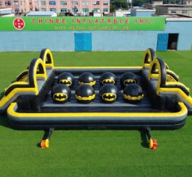 T11-4751 Percorso a ostacoli gonfiabile con palloni giganti doppio wipeout a tema Batman