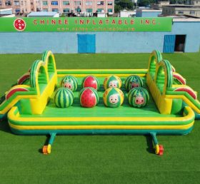 T11-4751B Percorso a ostacoli gonfiabile con palloni giganti doppio Wipeout a tema Cocomelon