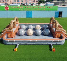 T11-4751X Percorso a ostacoli con grandi sfere doppio Wipeout gonfiabile a tema I Flintstones