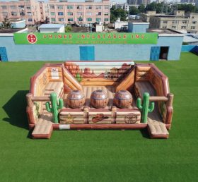 T11-4750S Percorso a ostacoli gonfiabile a tema Far West con grandi sfere Wipeout