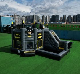 T2-8775 Castello Gonfiabile a Tema Batman con Scivolo e Piscina