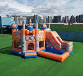 T2-8780 Castello Gonfiabile a Tema Blippi Wonders con Scivolo e Piscina