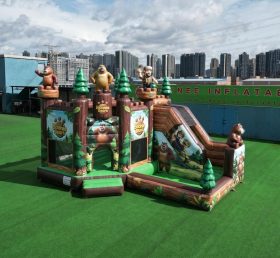 T2-8785 Castello Gonfiabile a Tema Boonie Bears con Scivolo e Piscina