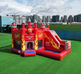T2-8787 Castello Gonfiabile a Tema Cars con Scivolo e Piscina