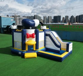 T2-8790 Castello Gonfiabile a Tema Paperino con Scivolo e Piscina