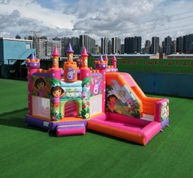 T2-8792 Castello Gonfiabile a Tema Dora con Scivolo e Piscina