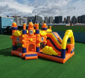 T2-8794 Castello Gonfiabile a Tema Dragon Ball con Scivolo e Piscina