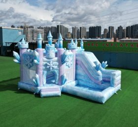 T2-8795 Castello Gonfiabile a Tema Frozen con Scivolo e Piscina