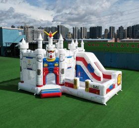 T2-8798 Castello Gonfiabile a Tema Gundam con Scivolo e Piscina