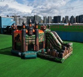 T2-8801 Castello Gonfiabile a Tema King Kong con Scivolo e Piscina