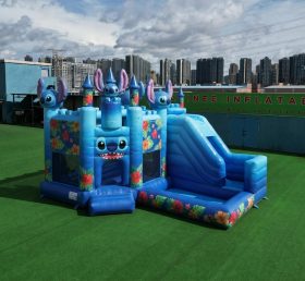 T2-8803 Castello Gonfiabile a Tema Lilo & Stitch con Scivolo e Piscina