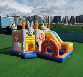 T2-8804 Castello Gonfiabile a Tema Looney Tunes con Scivolo e Piscina