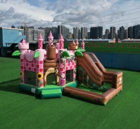 T2-8805 Castello Gonfiabile a Tema Masha e Orso con Scivolo e Piscina