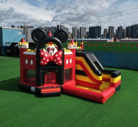 T2-8806 Castello Gonfiabile a Tema Mickey & Minnie con Scivolo e Piscina