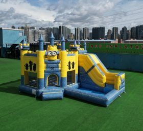 T2-8808 Castello Gonfiabile a Tema Minions con Scivolo e Piscina