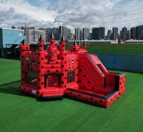 T2-8809 Castello Gonfiabile a Tema Miraculous Ladybug con Scivolo e Piscina