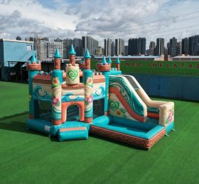 T2-8810 Castello Gonfiabile a Tema Moana con Scivolo e Piscina