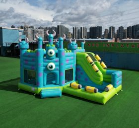 T2-8811 Castello Gonfiabile a Tema Monsters Inc con Scivolo e Piscina