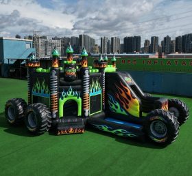 T2-8812 Castello Gonfiabile a Tema Monster Trucks con Scivolo e Piscina