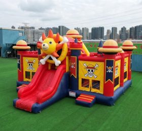 T2-8817 Castello Gonfiabile a Tema One Piece con Scivolo e Piscina