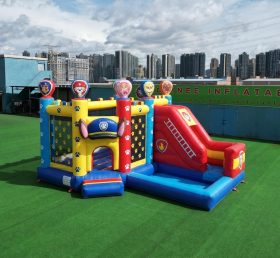 T2-8819 Castello Gonfiabile a Tema Paw Patrol con Scivolo e Piscina