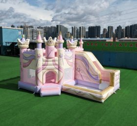 T2-8825 Castello Gonfiabile a Tema Feste Principesse con Scivolo e Piscina