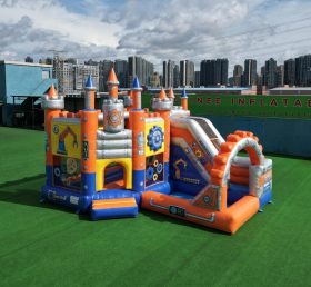 T2-8827 Castello Gonfiabile a Tema Rusty Rivets con Scivolo e Piscina