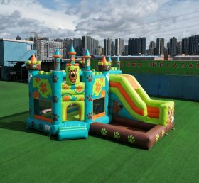 T2-8828 Castello Gonfiabile a Tema Scooby-Doo con Scivolo e Piscina