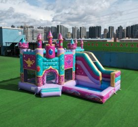 T2-8830 Castello Gonfiabile a Tema Shimmer & Shine con Scivolo e Piscina
