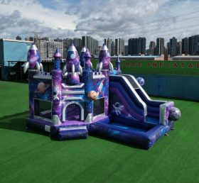 T2-8835 Castello Gonfiabile a Tema Spaziale con Scivolo e Piscina