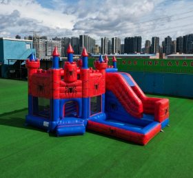 T2-8836 Castello Gonfiabile a Tema Spider-Man con Scivolo e Piscina