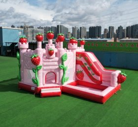 T2-8839 Castello Gonfiabile a Tema Fragoline con Scivolo e Piscina