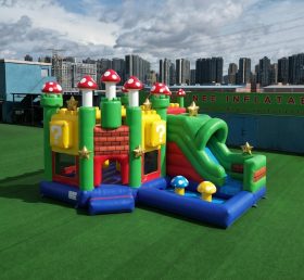 T2-8842 Castello Gonfiabile a Tema Super Mario con Scivolo e Piscina