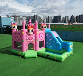 T2-8847 Castello Gonfiabile a Tema Le Superchicche con Scivolo e Piscina