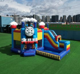 T2-8849 Castello Gonfiabile a Tema Thomas & Friends con Scivolo e Piscina