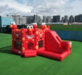 T2-8850 Castello Gonfiabile a Tema Tickle Me Elmo con Scivolo e Piscina