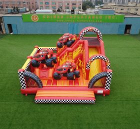 T2-8865 Castello Gonfiabile a Tema Blaze Monster con Scivolo