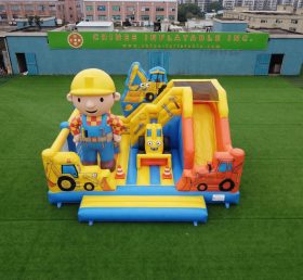 T2-8868 Castello Gonfiabile a Tema Bob Aggiustatutto con Scivolo