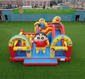 T2-8873 Castello Gonfiabile a Tema Crayon Shin-chan con Scivolo