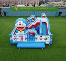 T2-8875 Castello Gonfiabile a Tema Doraemon con Scivolo