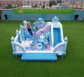 T2-8878 Castello Gonfiabile a Tema Frozen con Scivolo