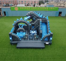 T2-8880 Castello Gonfiabile a Tema Godzilla con Scivolo