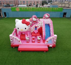 T2-8881 Castello Gonfiabile a Tema Hello Kitty con Scivolo
