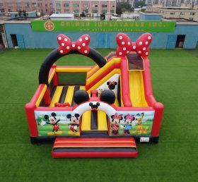 T2-8887 Castello Gonfiabile a Tema Mickey & Minnie con Scivolo