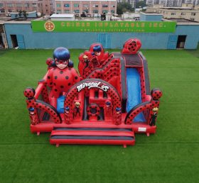 T2-8889 Castello Gonfiabile a Tema Miraculous Ladybug con Scivolo