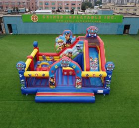 T2-8896 Castello Gonfiabile a Tema Paw Patrol con Scivolo