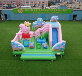 T2-8897 Castello Gonfiabile a Tema Peppa Pig con Scivolo